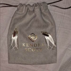 Kendra Scott Maize Gold Drop Earrings-Clear Glass